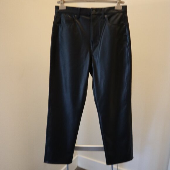 Veronica Beard Joey Pant Black Faux Leather Wide Leg Size 29 New without Tag - Picture 5 of 9